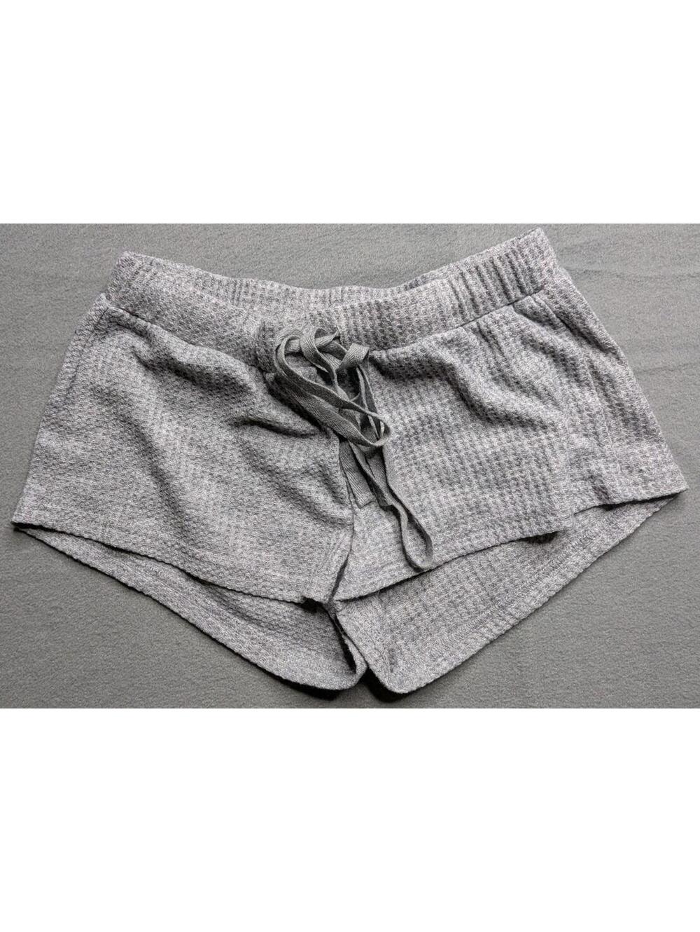 Edikted Shorts Womens XS Gray Waffle Knit Sweat Elastic Waist Lounge Casual